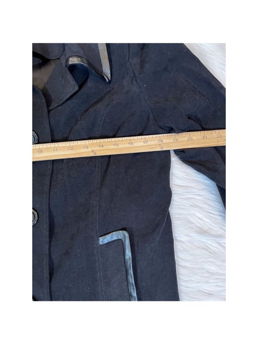JM Collection Womens Jacket Coat Sz 10 Black Waist Length Buttons Stretch Collar - Picture 6 of 8